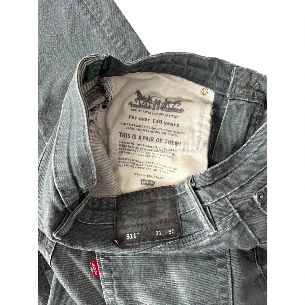 Levis 511 Slim Fit Jeans Mens‎ 31x30 Charcoal Gray Dark Wash Denim Pants